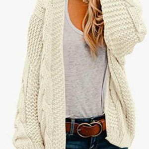 Oversized Chunky Open Front (Grandpa) Cardigan Sweaters Cable Knit